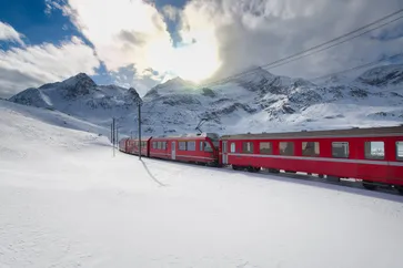 Swiss mountain train Bernina Express