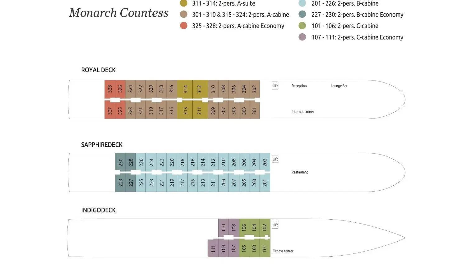 Dekkenplan Monarch Countess