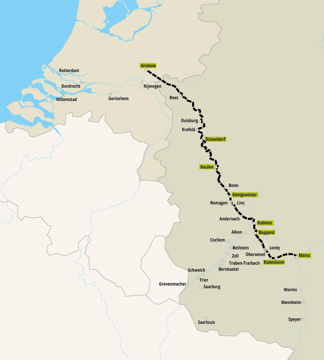 Door het romantische Rijndal naar Mainz