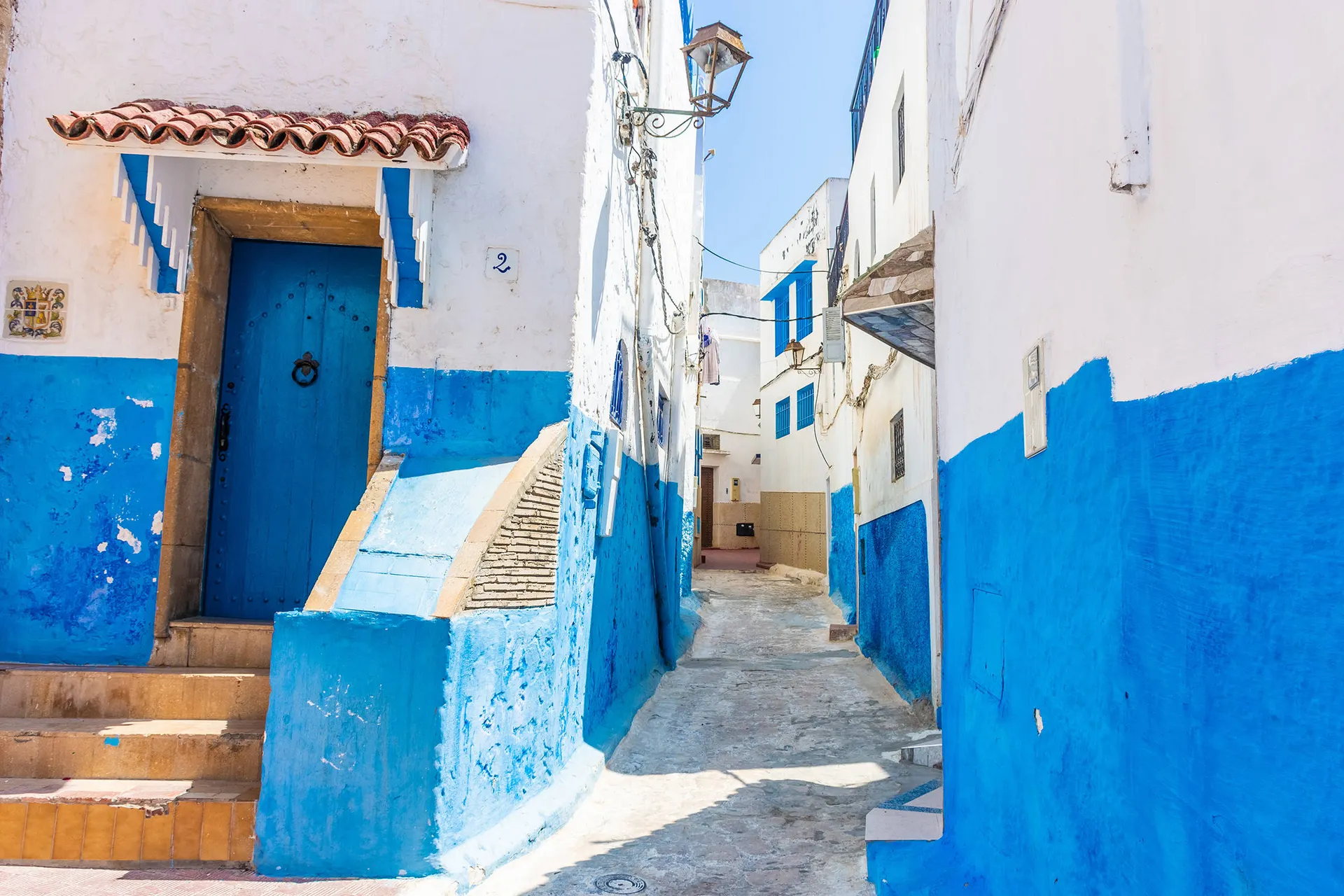 Blauw geschilderde huizen in Casablanca